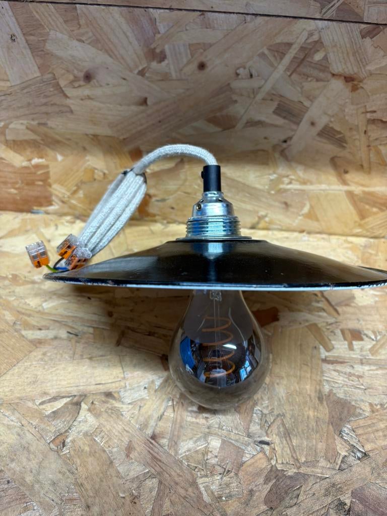 Zwart emaille hanglamp, Ophalen of Verzenden