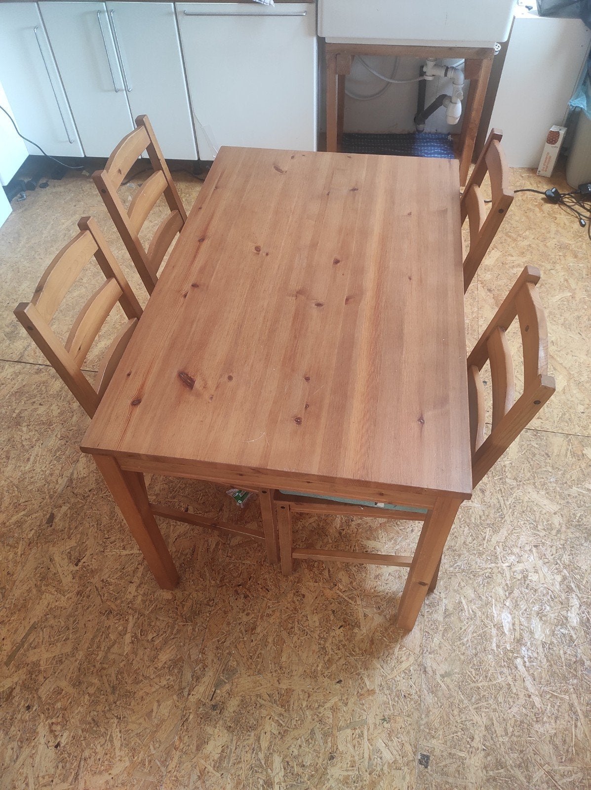 table et 4 chaises Jokkmokk Ikea pin, Enlèvement, Comme neuf, Pin, 4 à 6 chaises