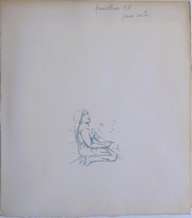 Maurice Denis rasterdruk "Zittend in de Natuur" 1931, gesign, Ophalen, Portret en Figuren, Overige techniek, Gesigneerd