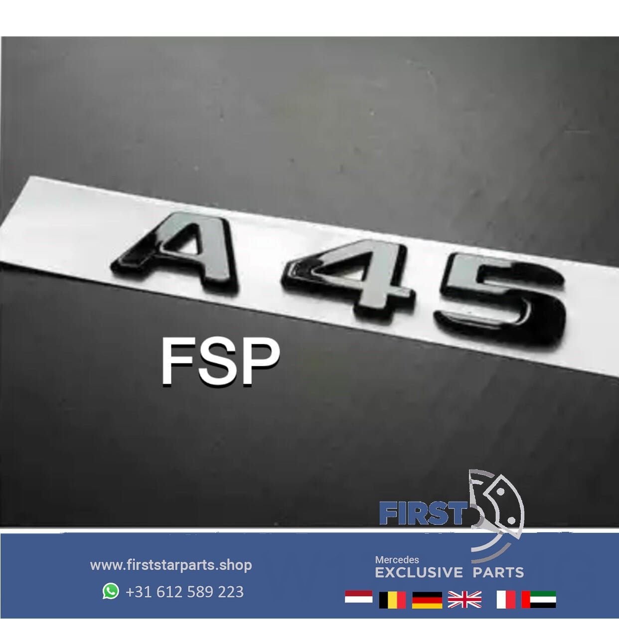 A45 LETTERS Mercedes A Klasse 45 AMG LOGO ZWART EMBLEEM, Gebruikt, -, Ophalen of Verzenden, Achter