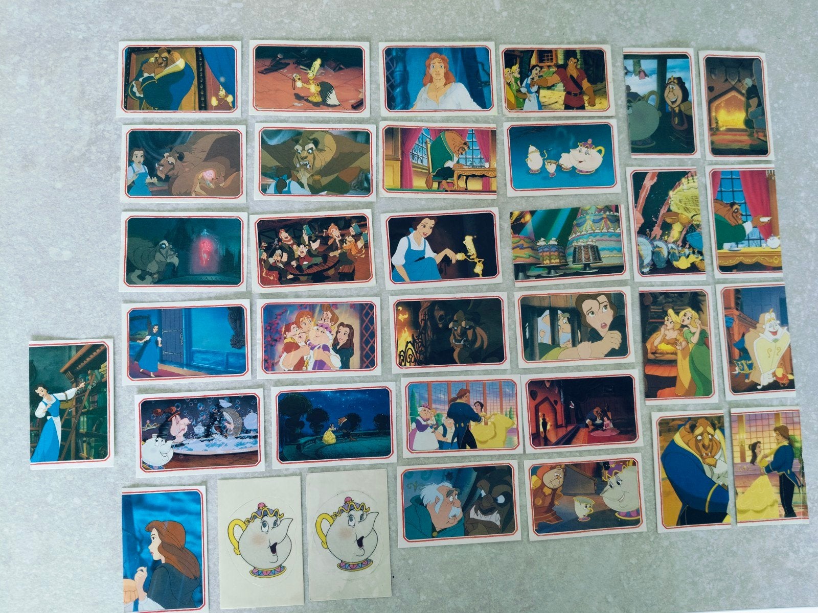 34 vintage Panini stickers Disney Belle en het beest, Ophalen of Verzenden