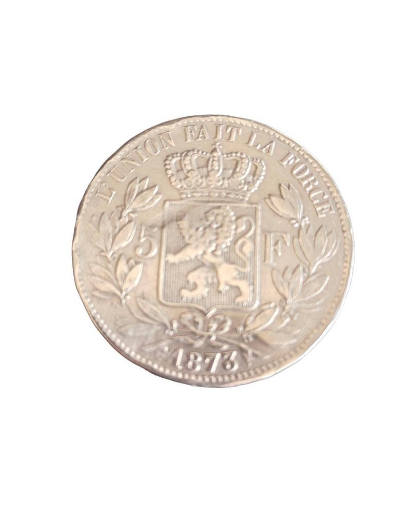 Munt Zilver, Leopold II en 5 F 1873,A Protege, Ophalen of Verzenden, Munten