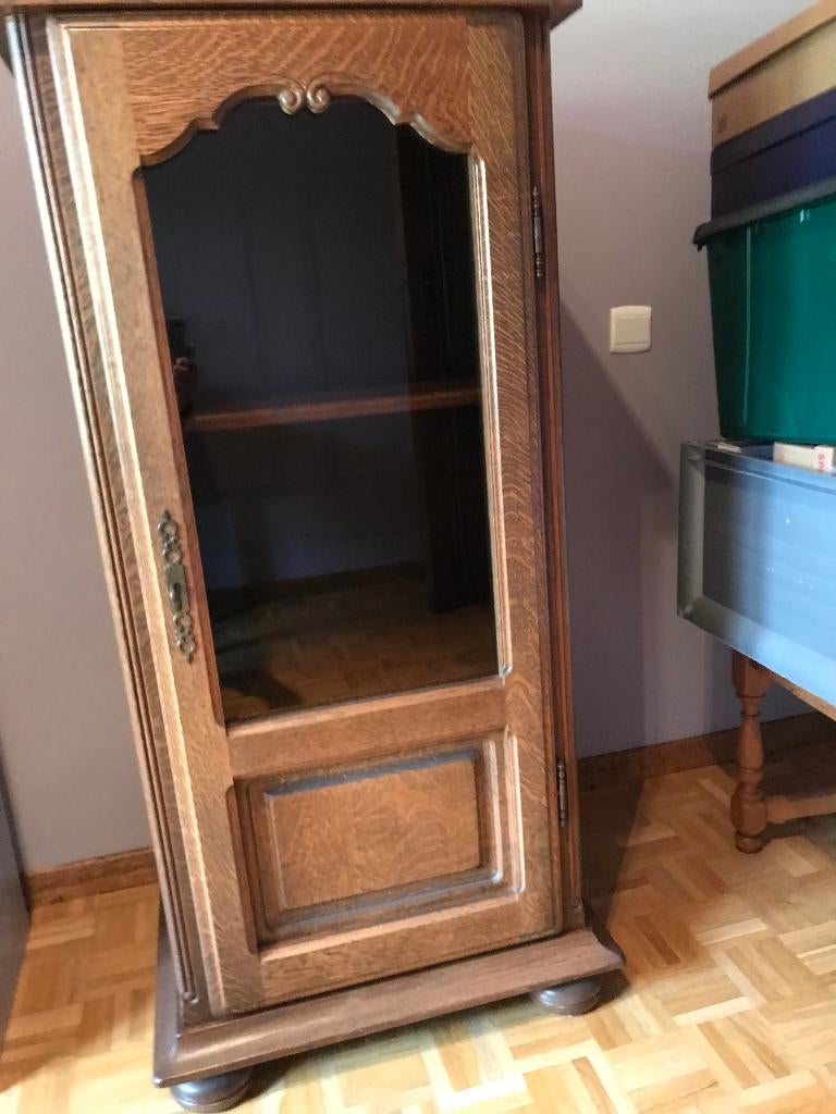 vitrine kast, Huis en Inrichting, Ophalen, 100 tot 150 cm, Eikenhout, 50 tot 100 cm