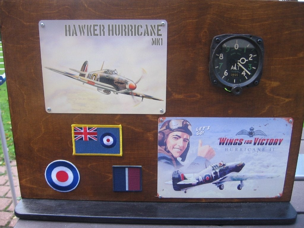 Hawker Hurricane MK1 vliegtuig hoogtemeter + collage WO 2, Ophalen, Luchtmacht, Kunstobject