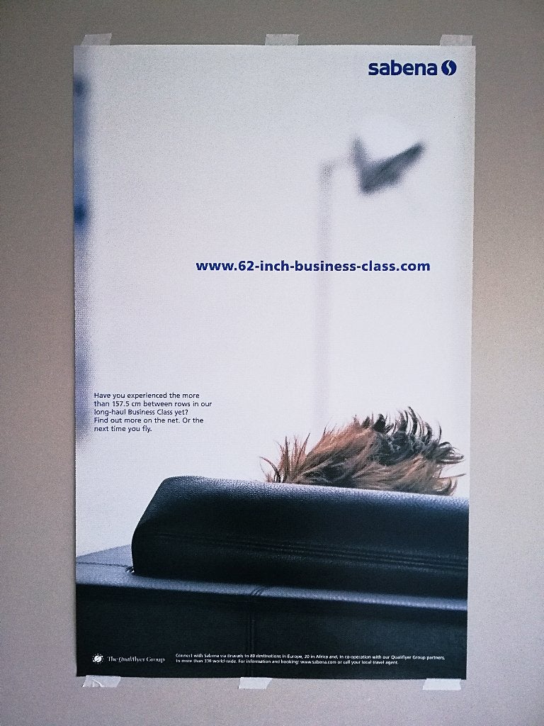 Poster Sabena Qualiflyer Group 90s Man Lounge 64x102cm, Collections, Enlèvement ou Envoi, Neuf