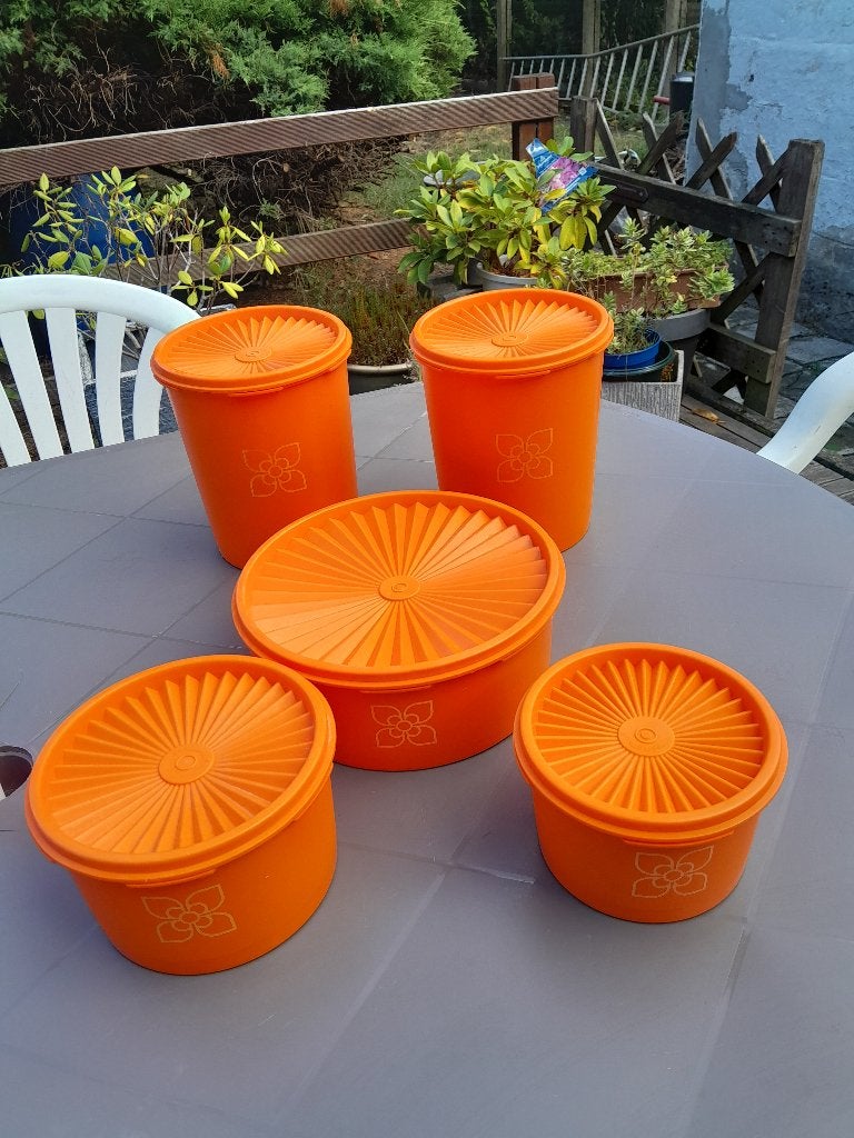 5 Boites Tupperware Soleil Orange Vintage BE, Enlèvement ou Envoi