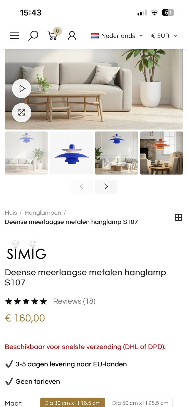 Deense meerlaagse metalen hanglamp S107, Ophalen, Nieuw, Metaal, E27 (groot)