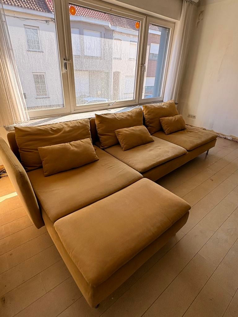 IKEA SÖDERHAMN met chaise longue - oker, Ophalen, Zo goed als nieuw, Stof
