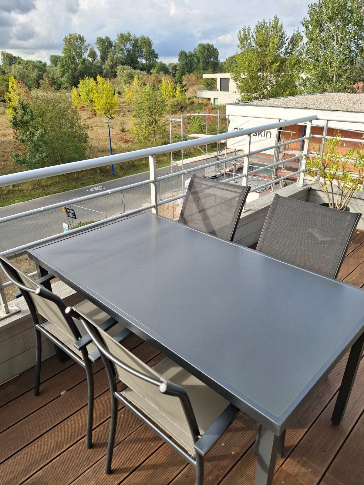 terrastafel +4 stoelen, Ophalen, 4 zitplaatsen, Gebruikt, Aluminium
