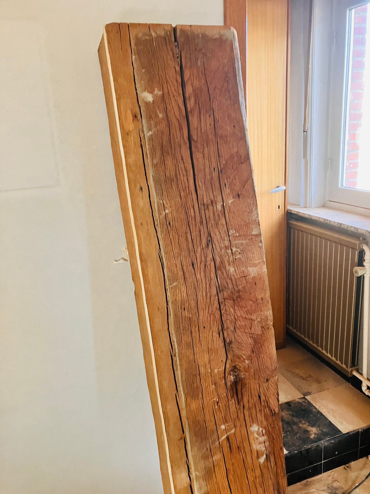 Zware balk van schouw in hout kan als steunbalk, Tuin en Terras, Ophalen, Zo goed als nieuw