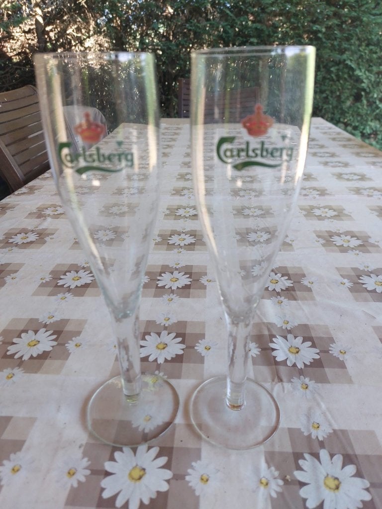 Vintage bierglazen Carlsberg 0,2 liter, Ophalen of Verzenden, Zo goed als nieuw, Glas of Glazen, Overige merken