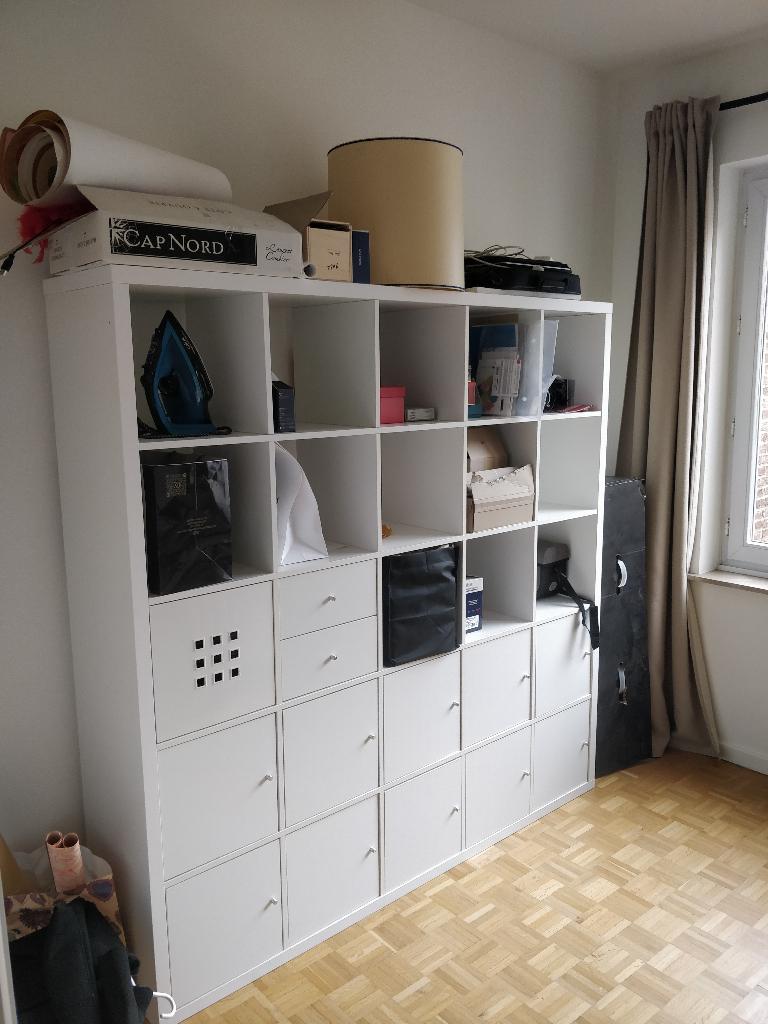 Grande armoire KALLAX (5x5), blanche, avec tiroirs+portes, Enlèvement, Utilisé