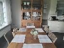 Vitrinekast en tafel (zonder stoelen) in teak., Huis en Inrichting, Kasten | Vitrinekasten, Ophalen