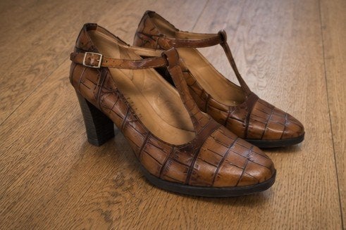 Escarpins Hispanitas en cuir imprimé croco cognac taille 36, Enlèvement ou Envoi, Hispanitas, Escarpins, Comme neuf