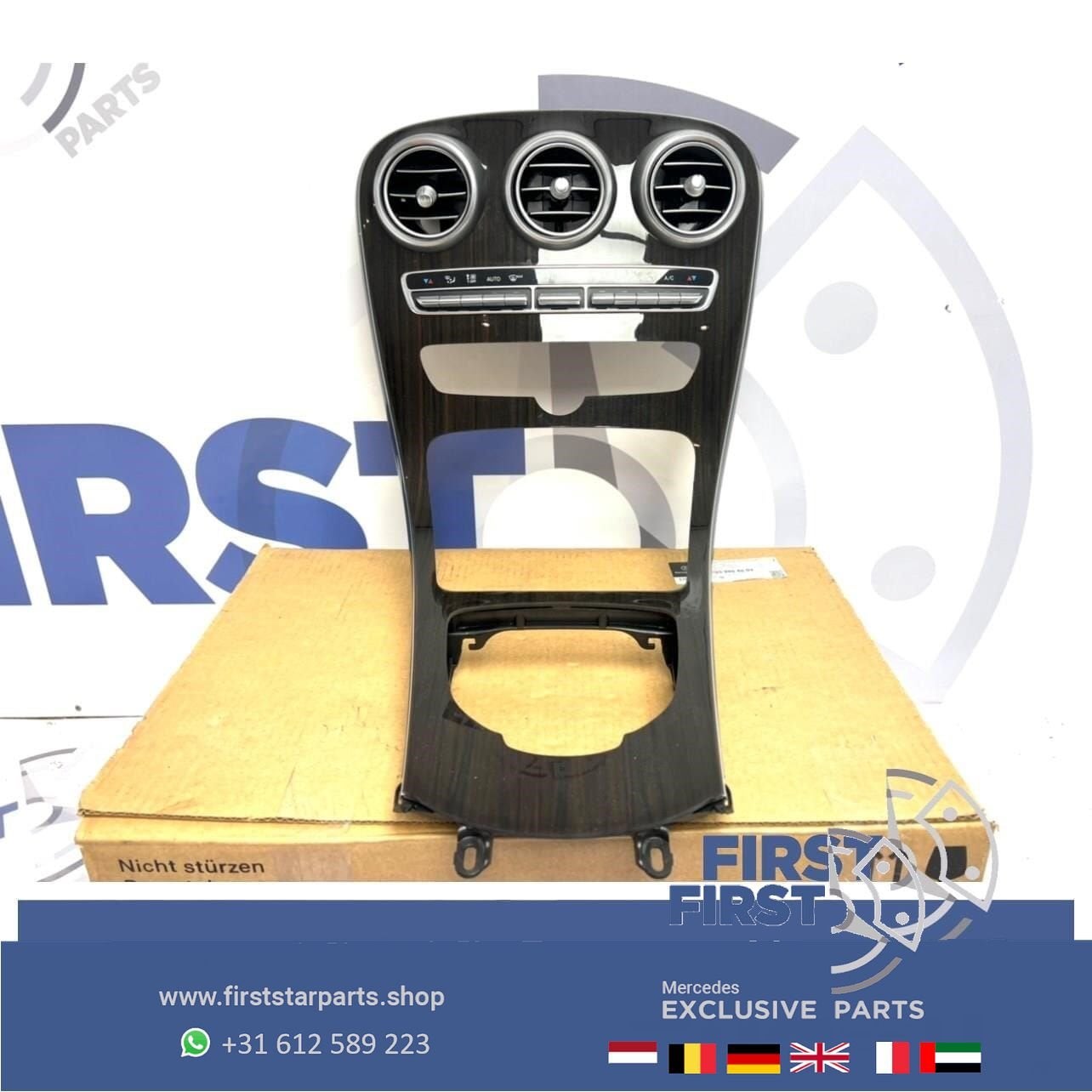 W205 C205 HOOGGLANS HOUT MIDDENCONSOLE origineel MB C KLASSE, Utilisé, -, -, Enlèvement ou Envoi