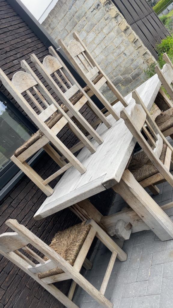 Tafel met 6 stoelen, Huis en Inrichting, Ophalen, Gebruikt, Vintage, 50 tot 100 cm