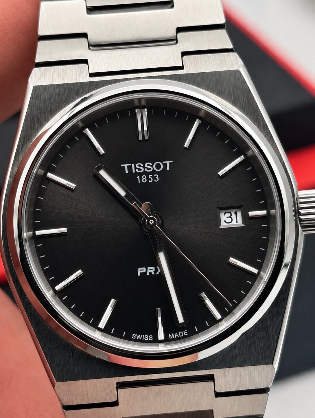 Tissot PRX 40mm Zwart – Nieuwstaat – Full Set, Handtassen en Accessoires, Ophalen of Verzenden, Nieuw