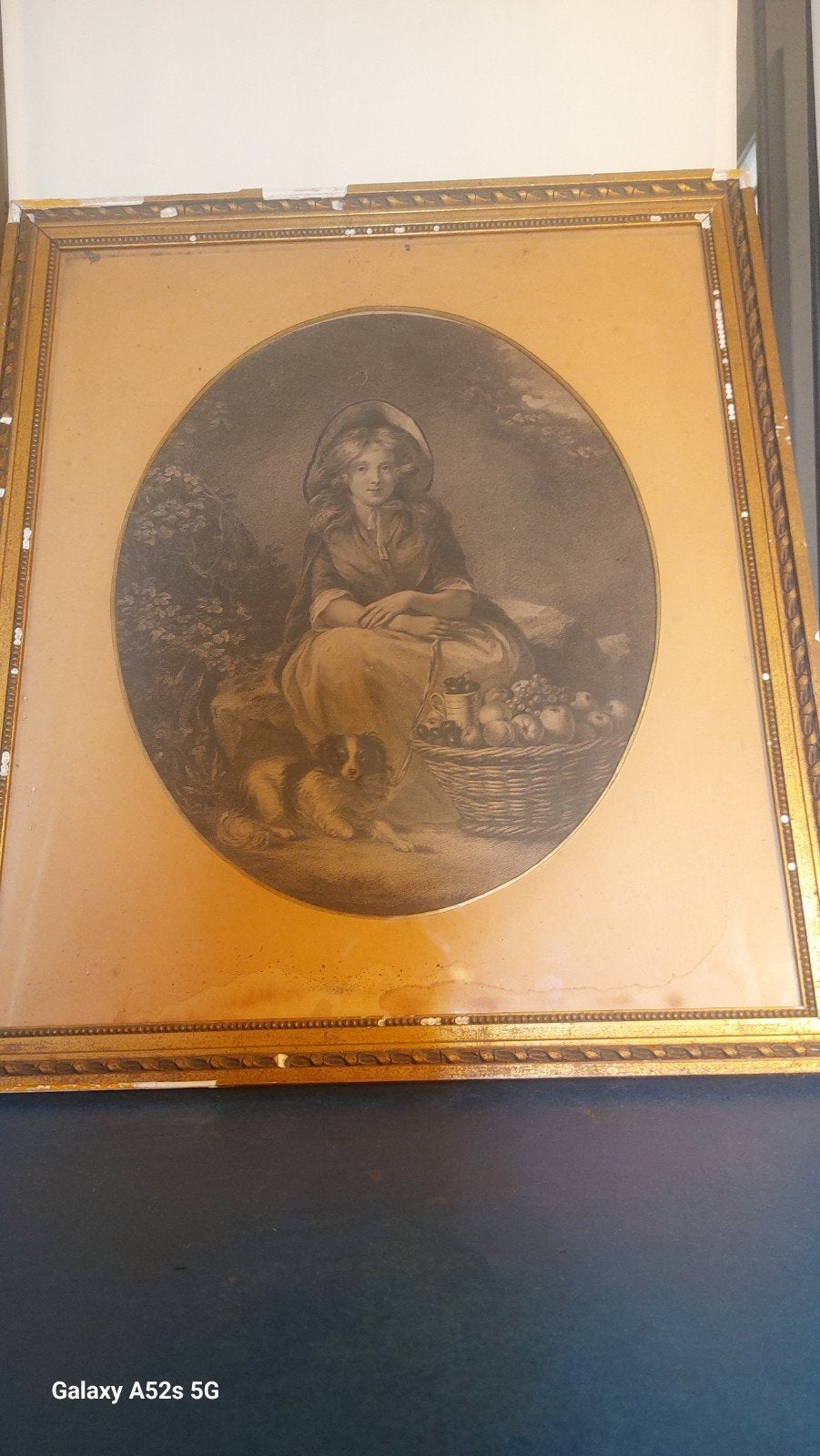 Petitie Fruitiere Aglaise, Het Engelse Fuitmeisje., Antiek en Kunst, Ophalen of Verzenden, Schilderij, Potloodtekening, Handgemaakt