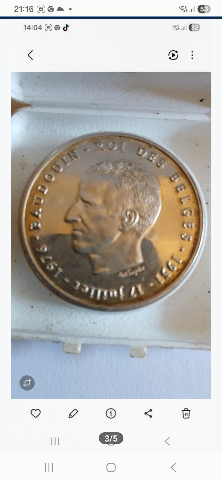 2 pièces 250 Fb argent 1976.  90 Eur. les deux., Antiquités & Art, Enlèvement ou Envoi