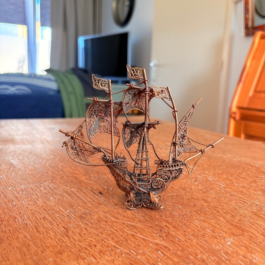 Bateau miniature en cuivre – Décoration artisanale, Sculpture, Enlèvement ou Envoi, Autres matériaux, Fait main