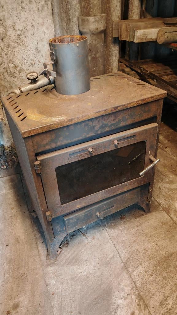 Houtkachel met warmtewisselaar, voor verwarmen zwembadje, Maison & Meubles, Poêles, Utilisé, Autoportant, Poêle à bois, Bois, Enlèvement