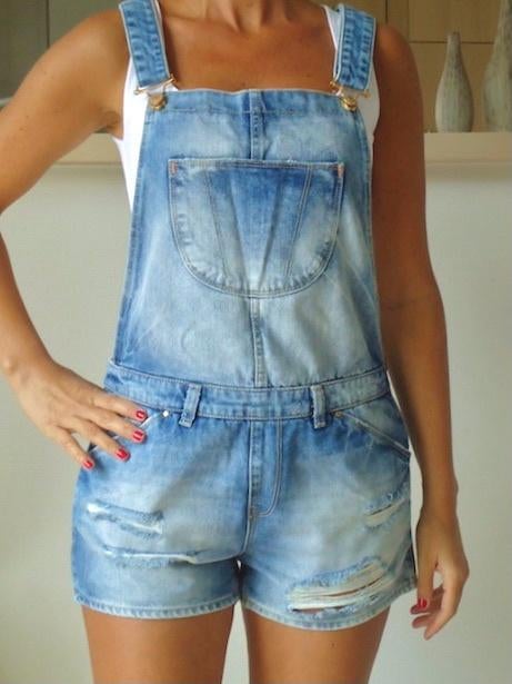 Jeans salopette, Ophalen of Verzenden, Gedragen, Blauw