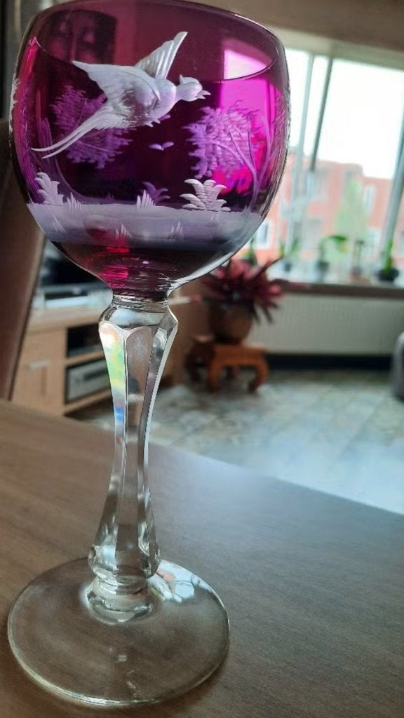 Amethist bohemian kristal wijnglas, Ophalen of Verzenden, Gebruikt, Overige typen