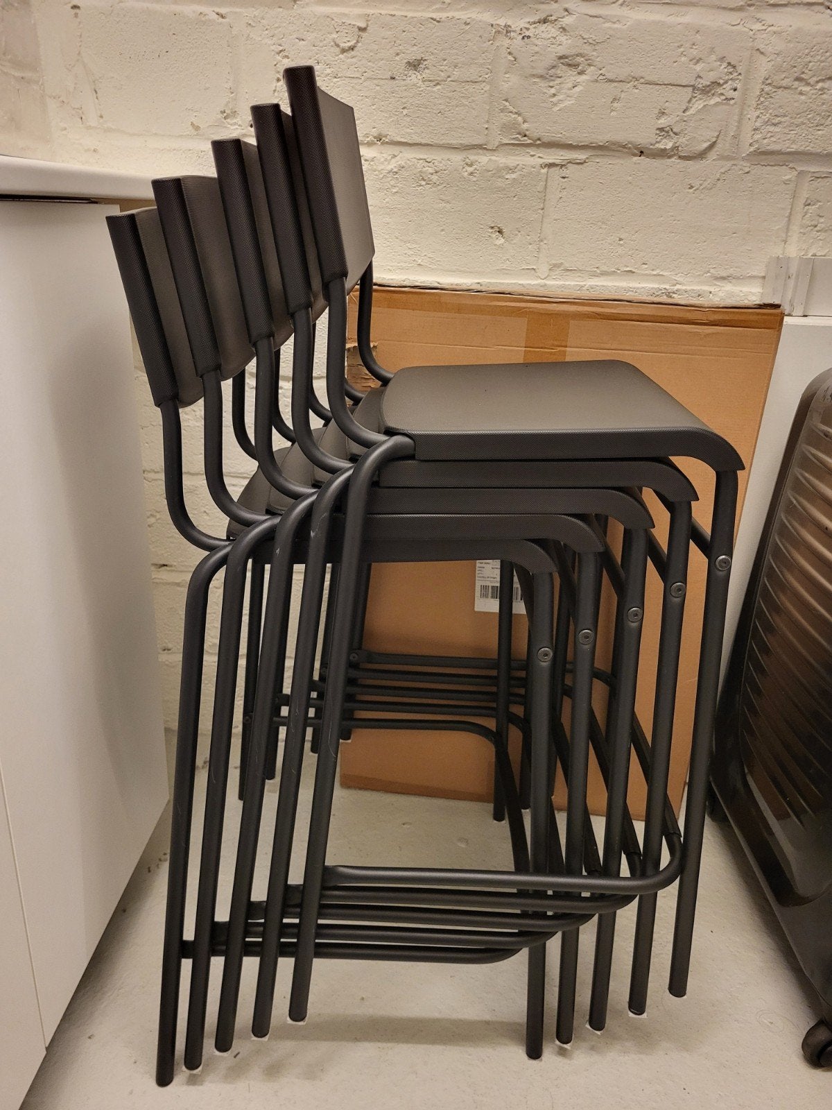 STIG Bar Stools Black x5, Avec repose-pieds, Comme neuf, Synthétique, Enlèvement
