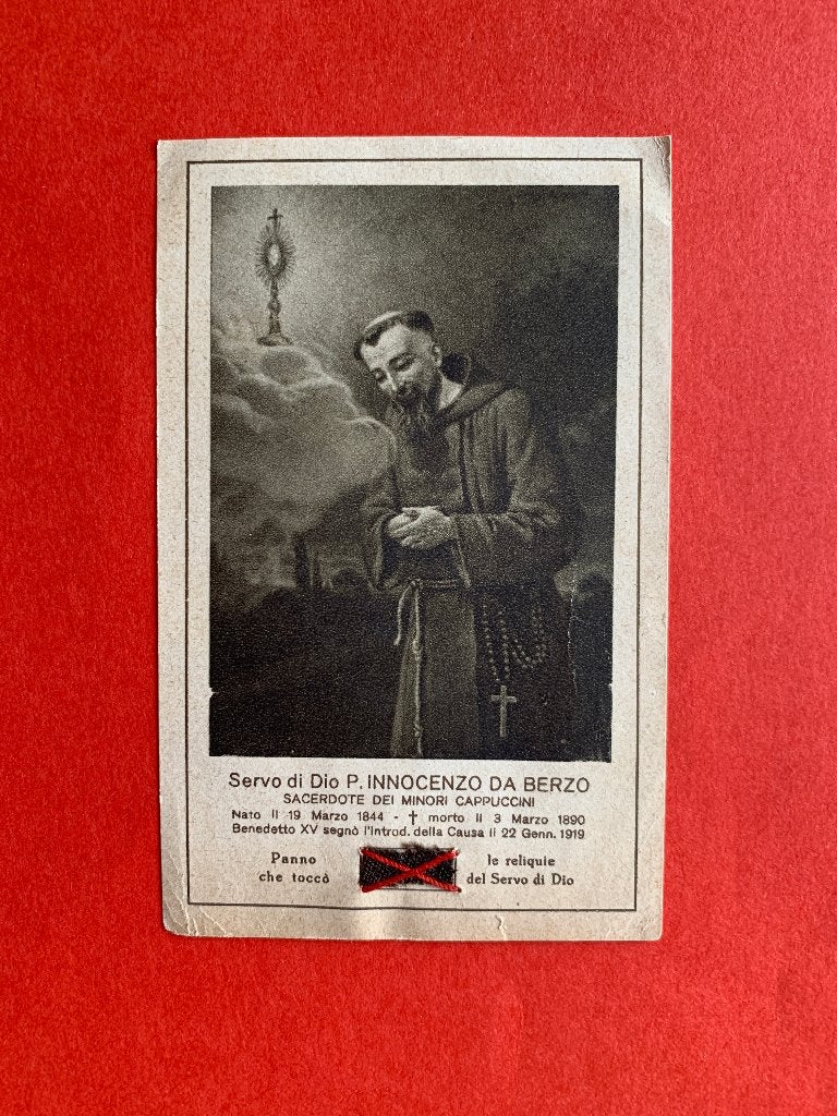 Relikwie Relique 1925 Servus Dei Innocenzo Berzo, Ophalen of Verzenden, Gebruikt, Overige typen, Christendom | Katholiek