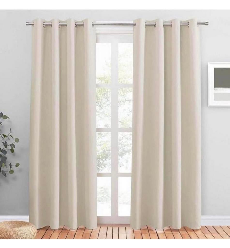 Licht-beige Isolerende thermische gordijnen 140 x 220 set, Huis en Inrichting, Ophalen of Verzenden, Nieuw