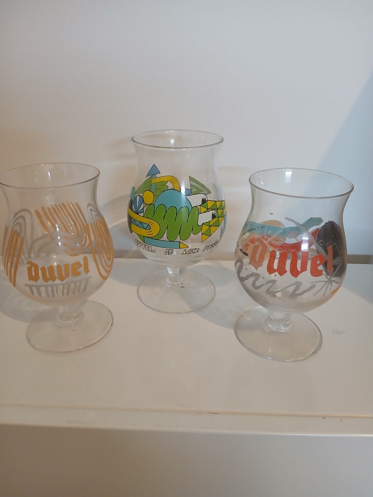 Duvel glazen mike perry set van 3, Ophalen, Nieuw, Glas of Glazen, Duvel