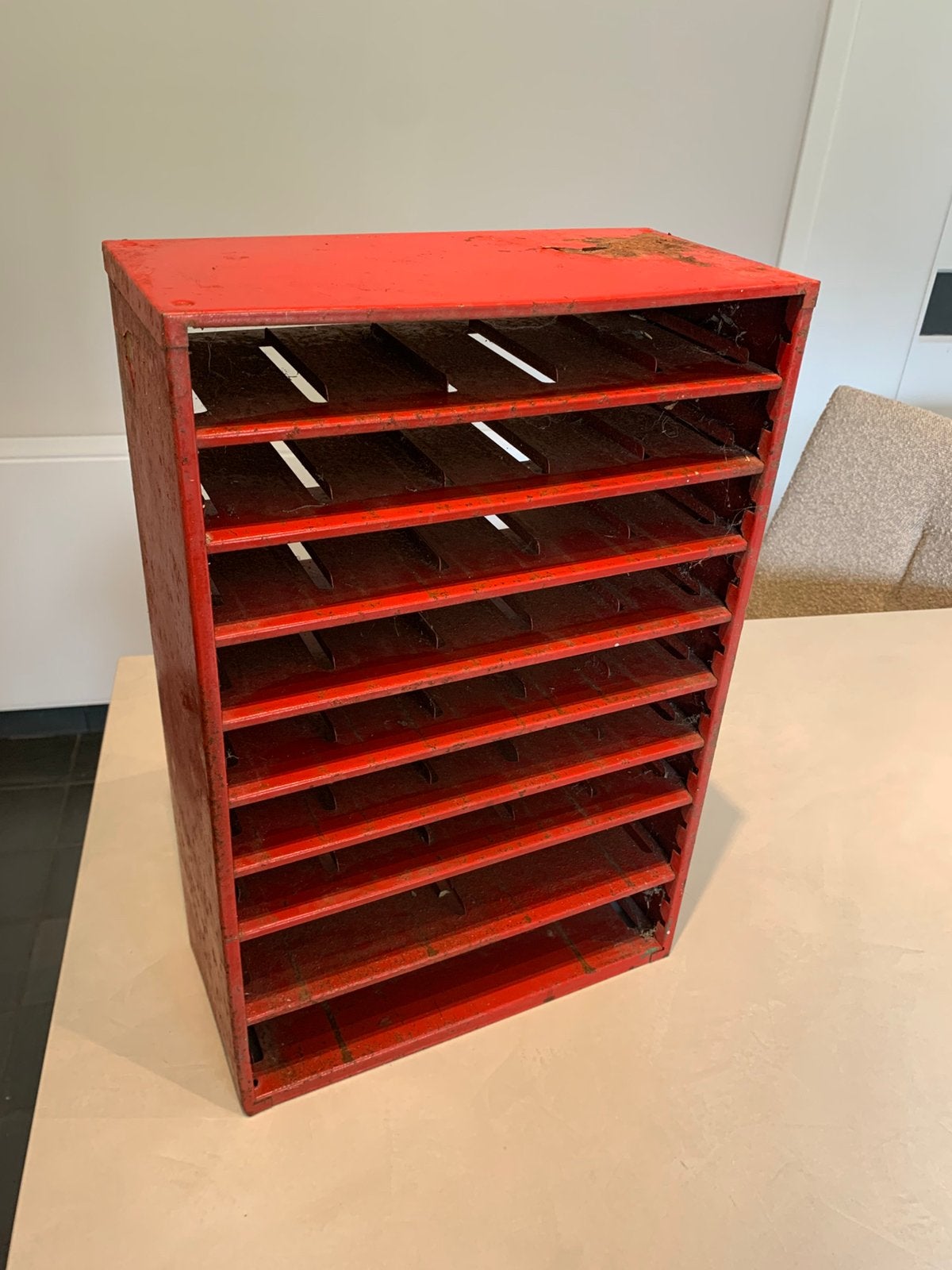 Vintage industriële metalen sorteerkastje / vakkenkastje, Ophalen of Verzenden
