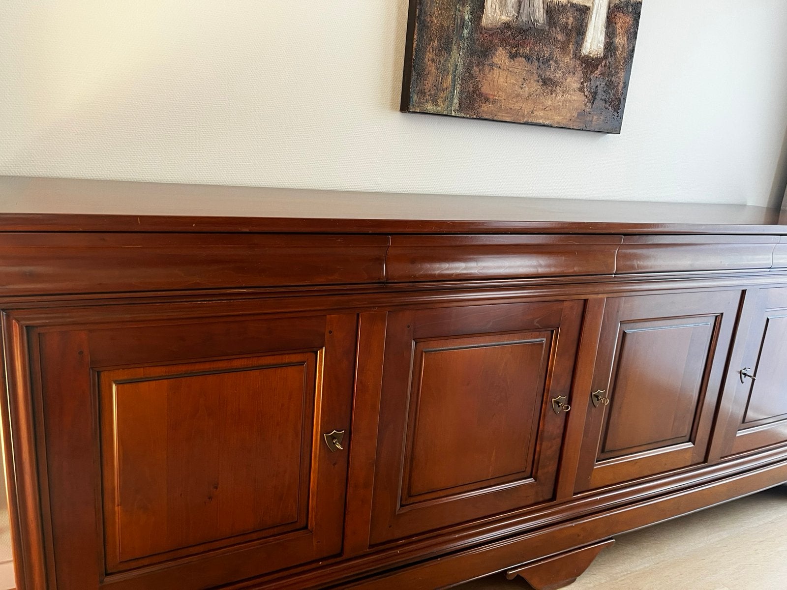 Massief kerselaren dressoir, Ophalen, Gebruikt, Klassieke Franse/Belgische dressoir in Louis-Philippe-stijl,, Met lade(s)