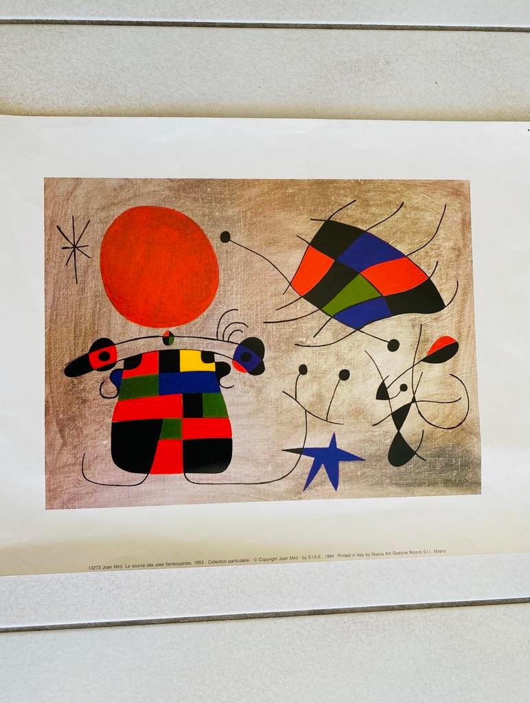 Poster/ reproductie van schilderij door Joan Mirò, Antiek en Kunst, Ophalen of Verzenden