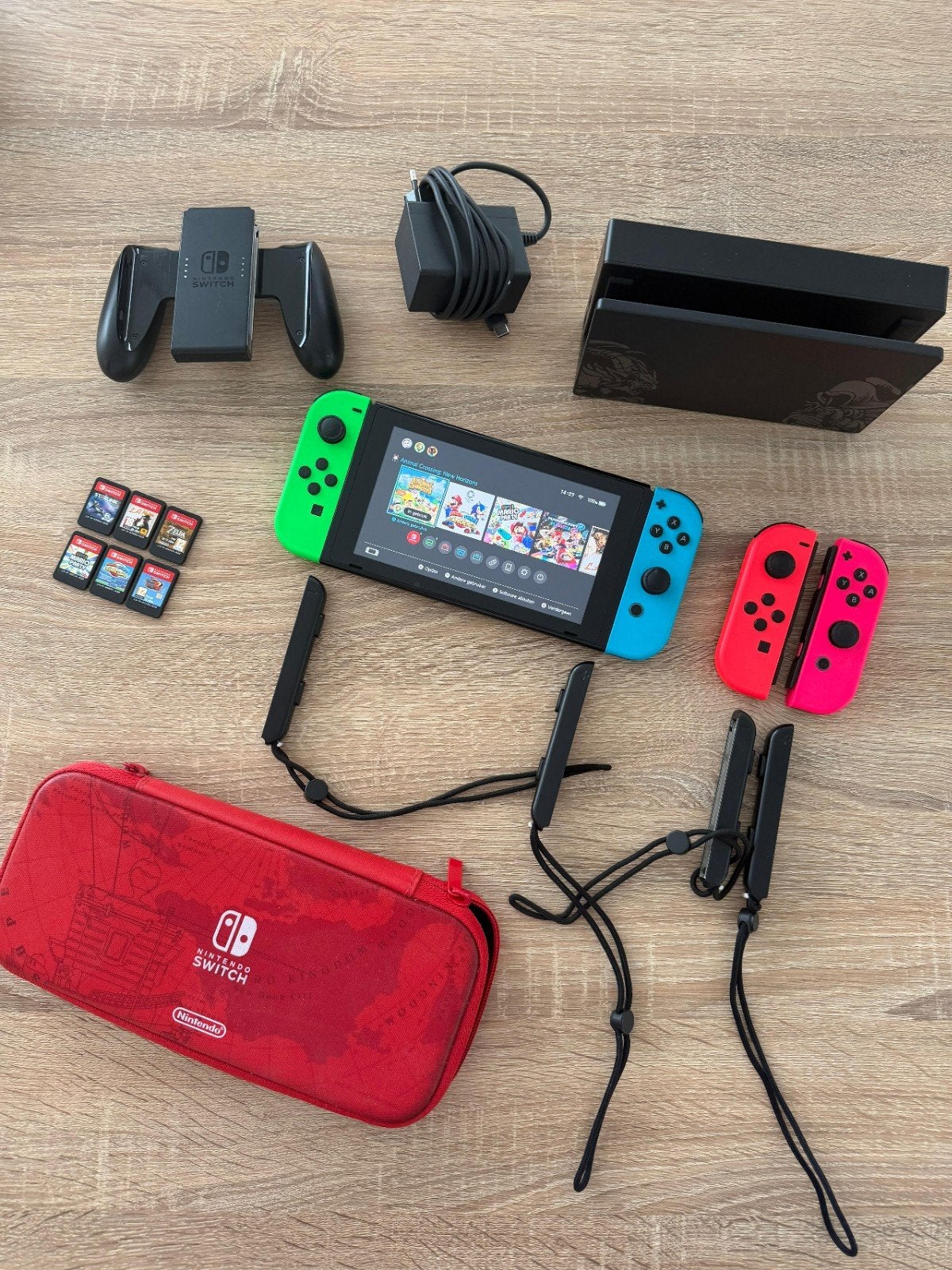 Nintendo Switch + extra controllers + docking + games, Ophalen of Verzenden, Zo goed als nieuw, Met 3 controllers of meer, Met games