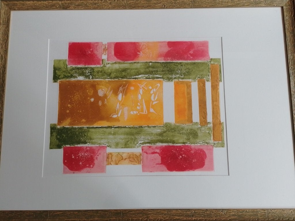 Rene Mels  1909 - 1977  Ets Abstracte Compositie, Antiek en Kunst, Verzenden, Ets