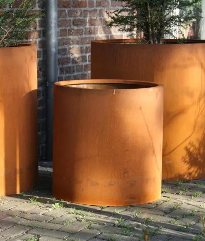 Ronde cortenstalen bloembakken, Ophalen, Nieuw, Metaal