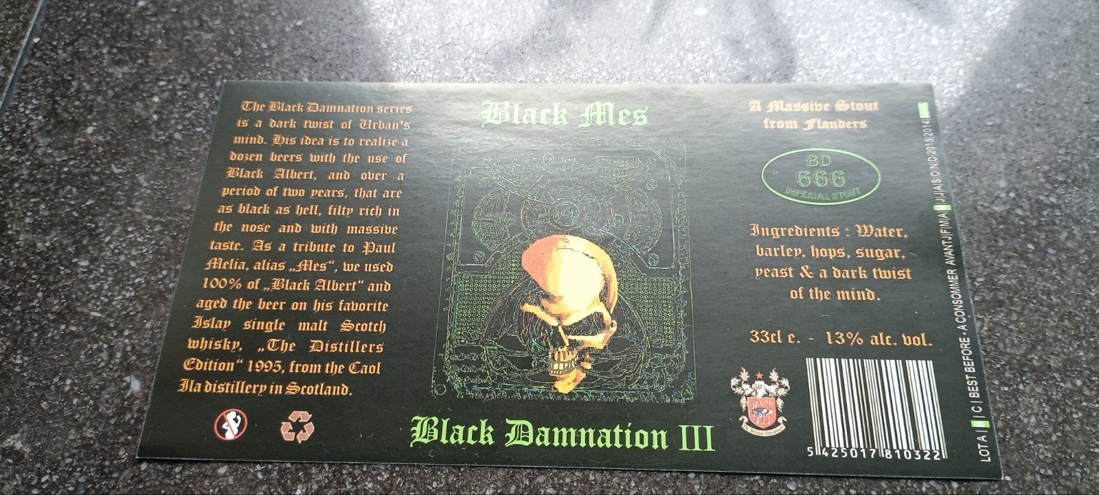 bieretiket black damnation br deca Vleteren, Verzamelen, Ophalen of Verzenden