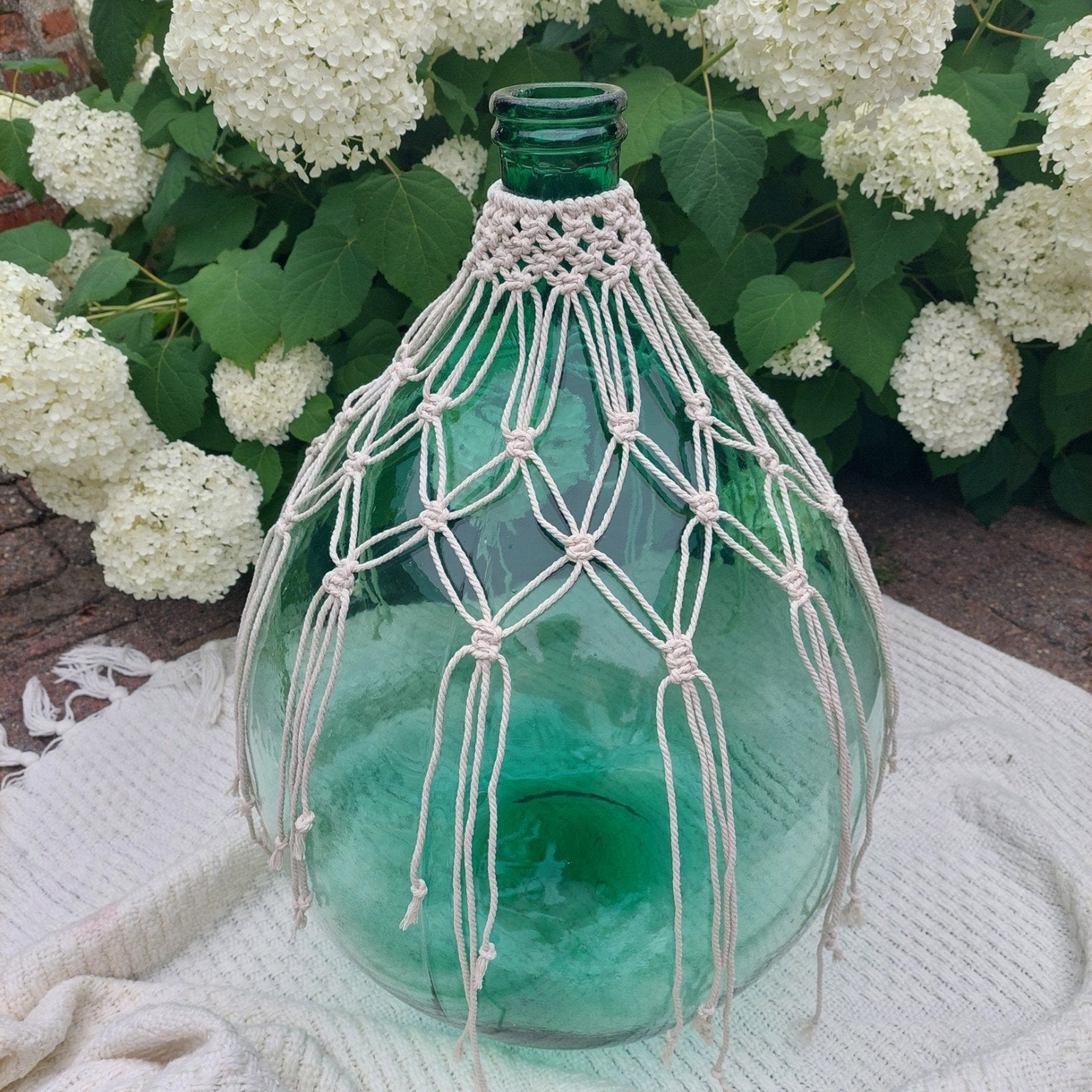 Macramé Dame Jeanne flessen decoratie, Verzenden
