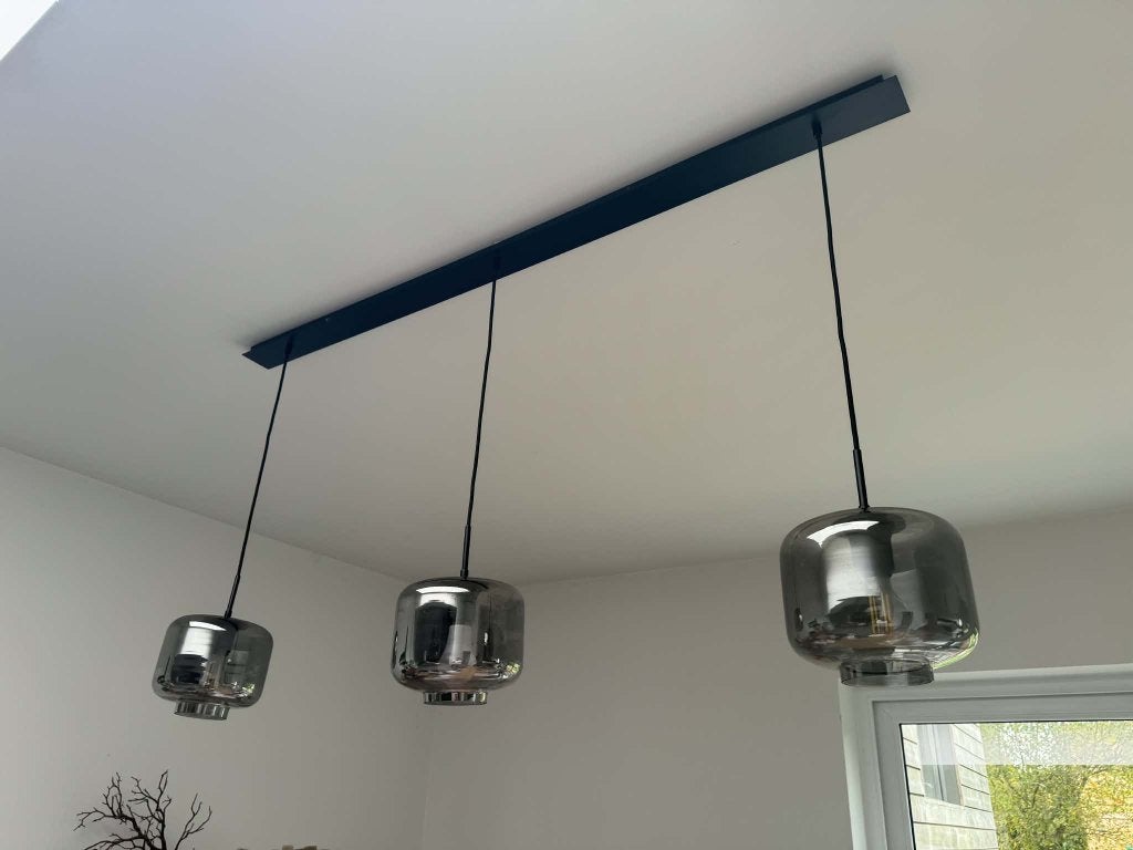 suspension moderne à 3 lumières L 156 Cm, Enlèvement, Utilisé, Verre