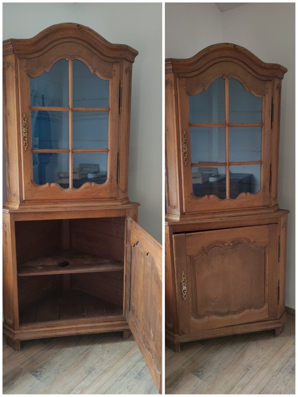 meuble de coin en chêne, Ophalen, Eikenhout