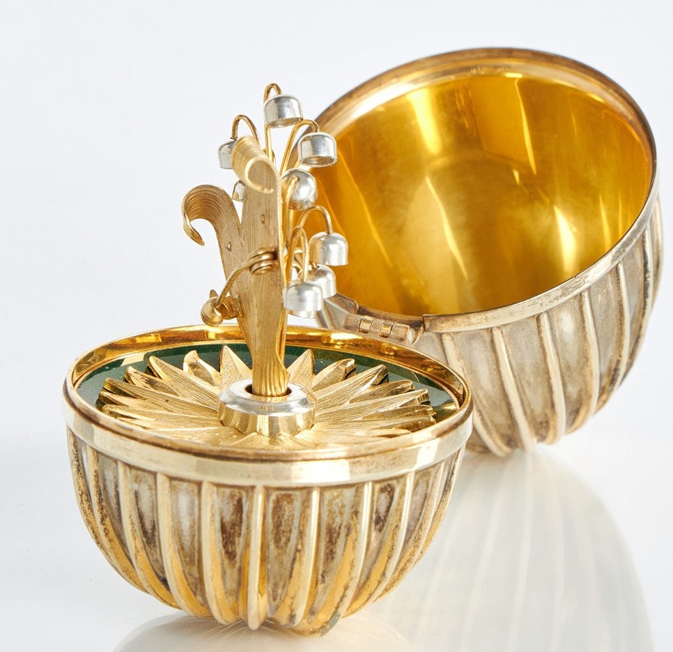 FRANKLIN MINT ZILVEREN DIAMANT LELIETJES-VAN-DE-VALLEI-EI, Antiquités & Art, Art | Objets design, Objet, Numéroté, Autres matériaux