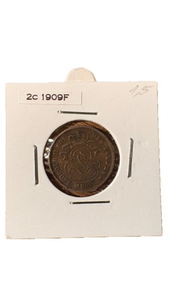 LEOPOLD II: 2 cent 1909F (3), Ophalen of Verzenden