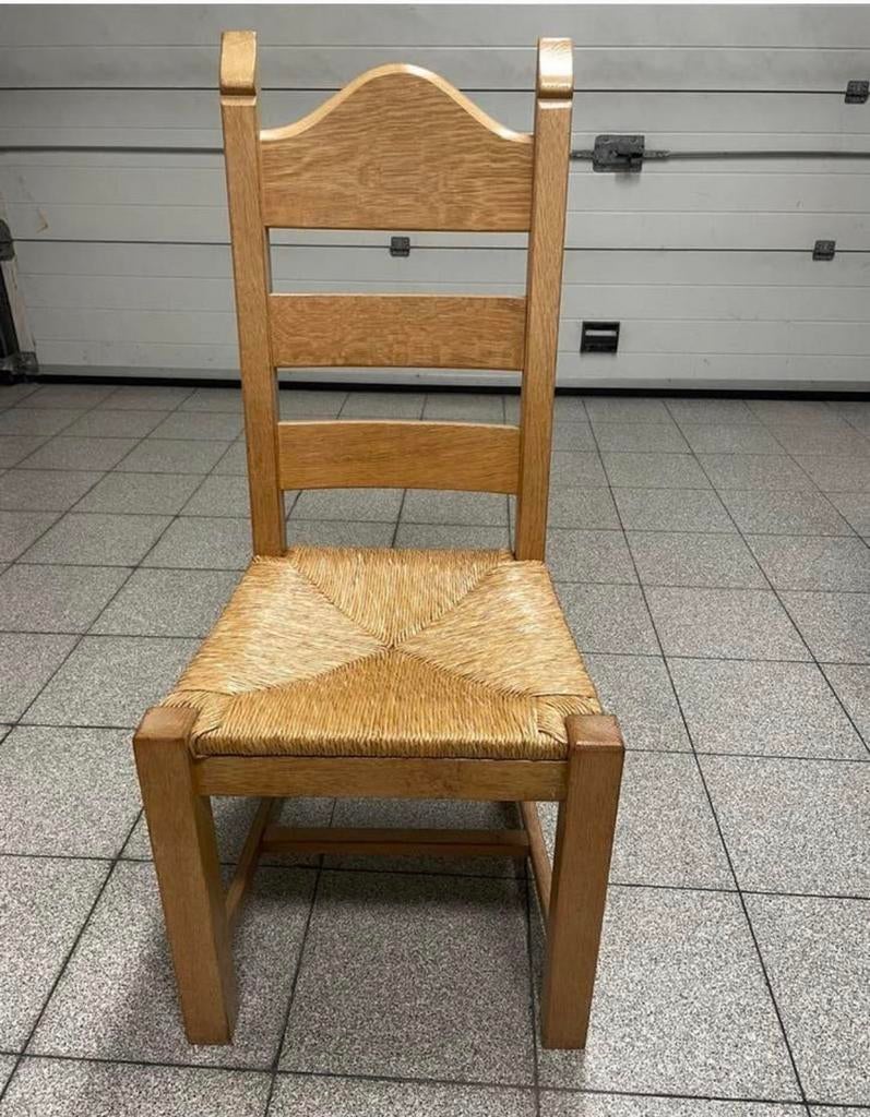 6 eiken massieven stoelen met rieten zitting, Ophalen, Gebruikt, Hout, Vijf, Zes of meer stoelen