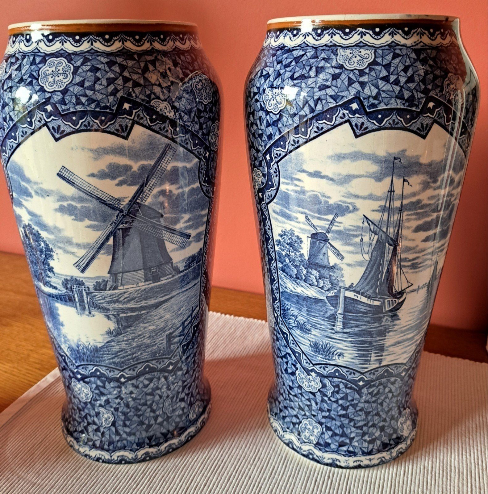 Antieke set Villeroy & Boch vazen Bonn 1920 Delfts blauw, Antiek en Kunst, Ophalen of Verzenden
