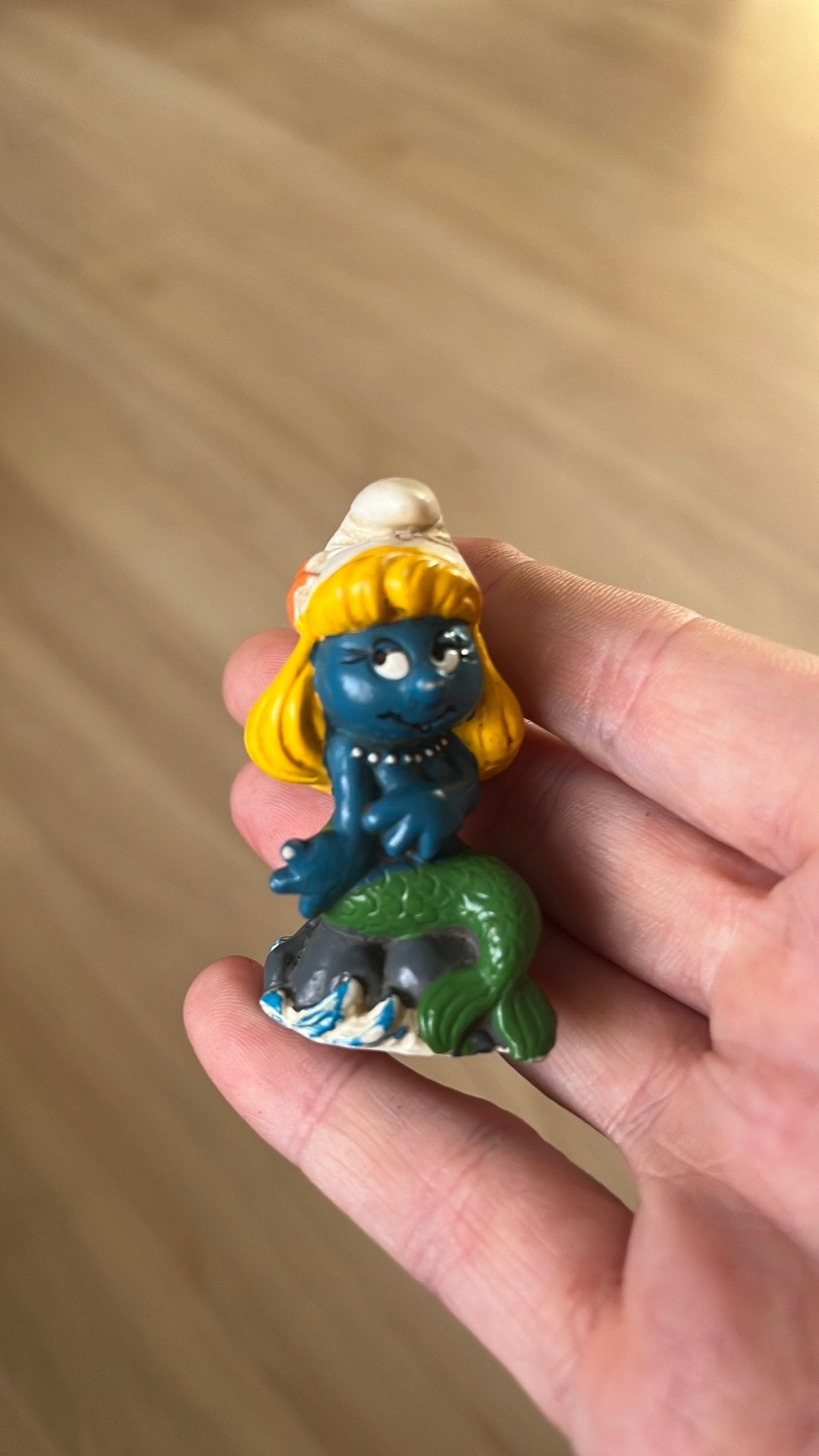 Smurfin de zeemeermin 1981 Schleich, Verzamelen, Smurfen, Ophalen, Gebruikt, Smurfin, Poppetje, Figuurtje of Knuffel