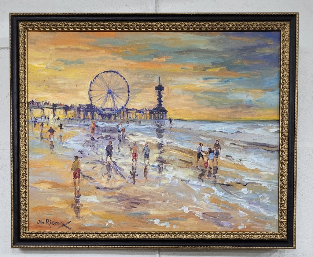 Albert RIGAUX, op het strand van Scheveningen, Enlèvement ou Envoi, Signé, Peinture à l'huile, Toile