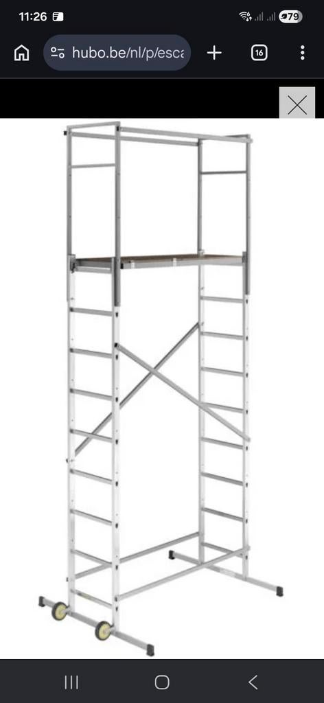 Escalo stelling, platform 2.5m, werkhoogte 4.5m, Ophalen