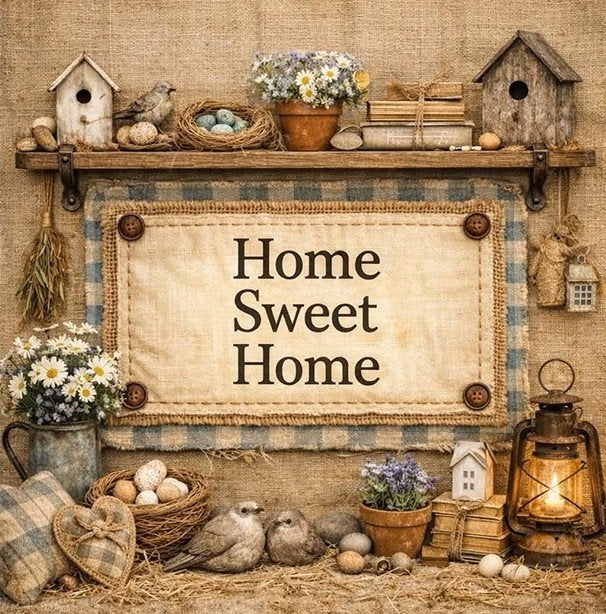 25x25cm Diamond Painting home sweet home (rond) nr 481, Overige thema's, Nieuw, Ophalen of Verzenden, Educatief