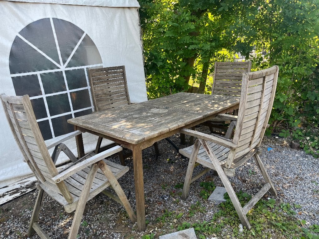 Set de jardin en bois de teck, Jardin & Terrasse, Chaise, Salons de jardin, Utilisé, Enlèvement